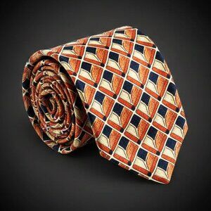 Ermenegildo Zegna Men’s Silk Tie Geometric Luxury Designer Necktie Made in Italy